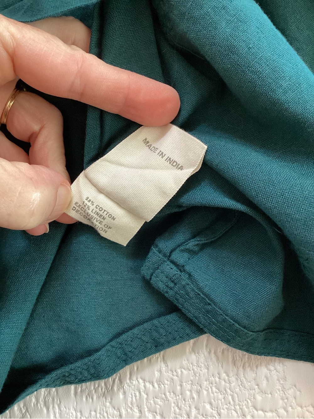 Fabindia Teal Cotton Linen Wrap Top Beaded Floral Embellished Boho Large - Picture 4 of 9